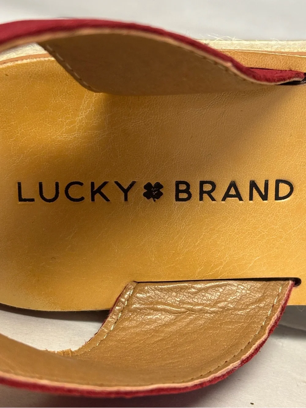 LUCKY BRAND Red Suede Flat Espadrille Ankle Strap Sandals 7M #6046